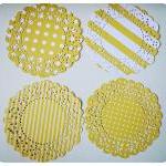 4 Parisian Lace Doily yello..