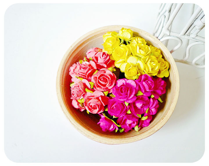NEW!! Mulberry Rose Buds paper flower mixed color / pack 
