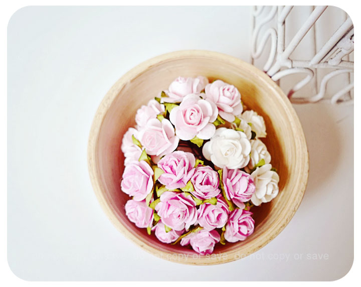 NEW! 30 Mulberry mixed pink paper Rose Buds flower/ pack 