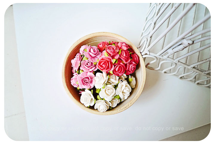 30 Mulberry mixed pink paper Rose Buds flower/ pack 