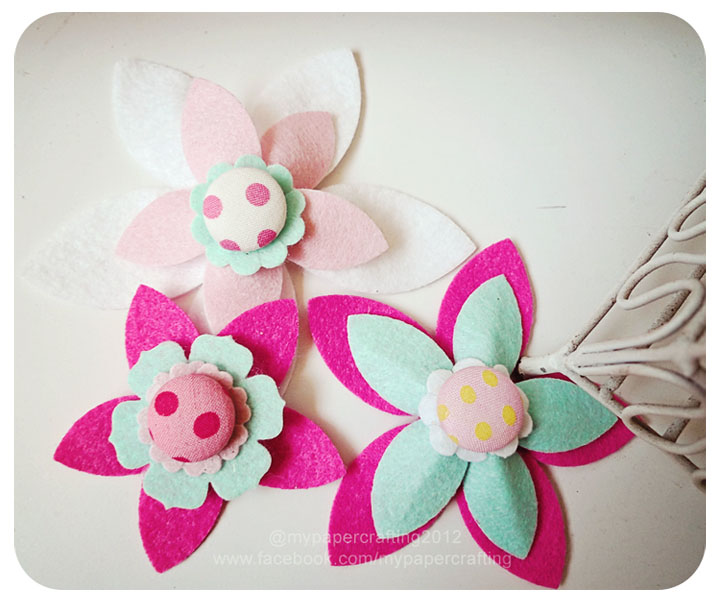 Felt Flower with Button centered 