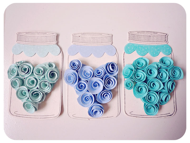 Heartshape rolled flower in jar 