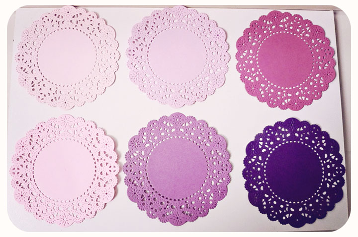 Parisian Lace Doily purples for Scrap booking or card making / pack 