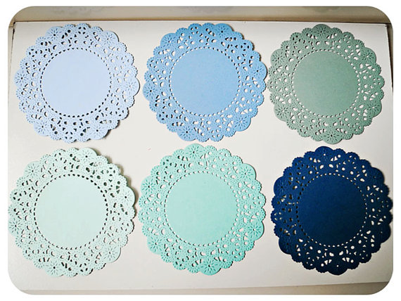 6 Parisian Lace Doily blue / pack 