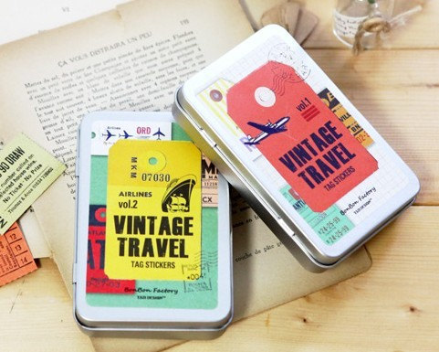 New Vintage Travel Sticker in iron case