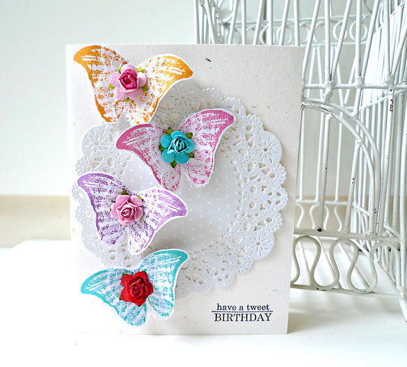 Butterfly colorful Happy Birthday handmade card