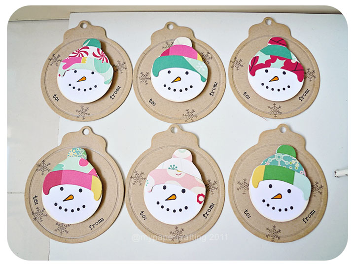 Snowman Round tags