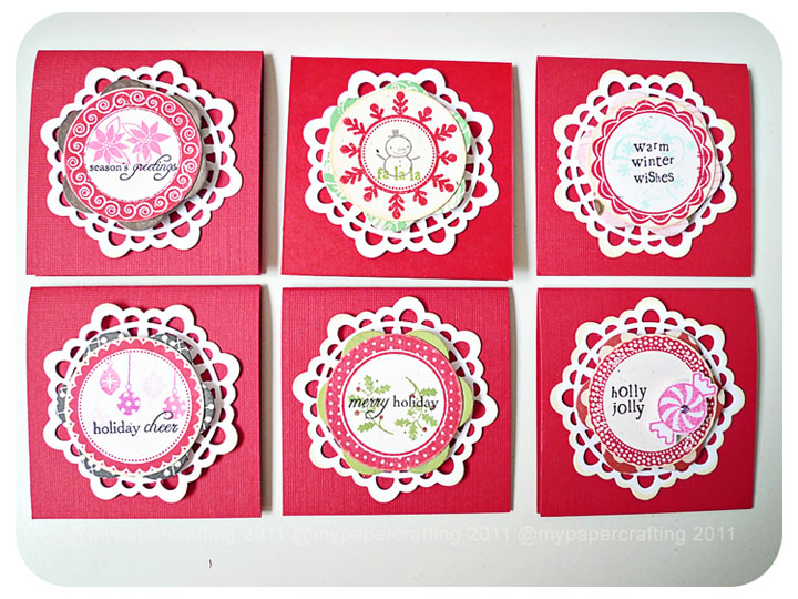 MIni 3 x 3 Doily Christmas cards
