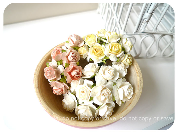 30 Mulberry mixed color paper Rose Buds flower/ pack 