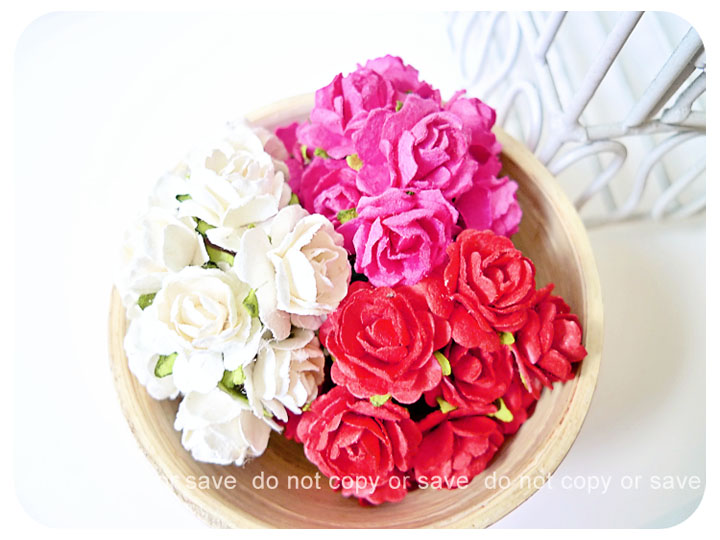 Millinery flowers heartshape Buds paper flower mixed color / pack 