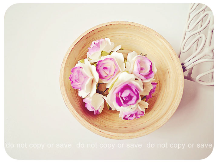 10 Millinery Purple Heartshape Big flowers Buds paper flower / pack 