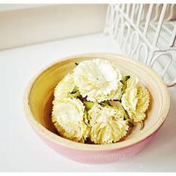 10 Carnation paper flower yellow/ pack