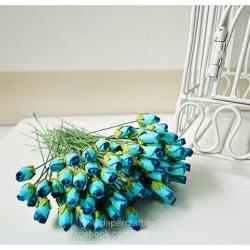 10 Mulberry mini paper Rose Buds flower blue / pack  
