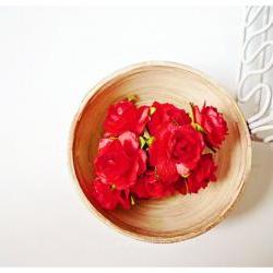 10 Millinery Heartshape Big flowers Buds paper flower Red / pack