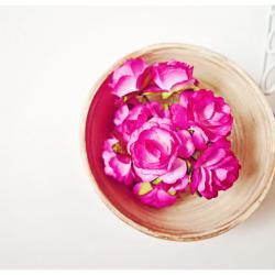 10 Millinery Heartshape Big flowers Buds paper flower - bright pink / pack