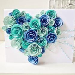 Heart-shaped Swirl Flower card  