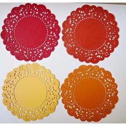 Parisian Lace Doily Red & Orange for Scrap booking or card making / pack 