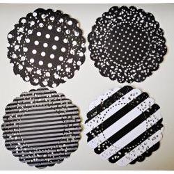 Parisian Lace Doily polka dot & stripe for Scrap booking or card making / pack