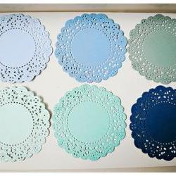6 Parisian Lace Doily blue / pack 
