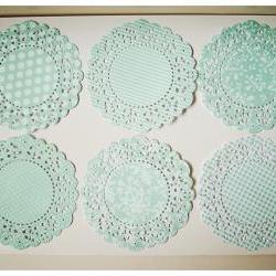 6 Parisian Lace Doily Aqua Mist / pack 