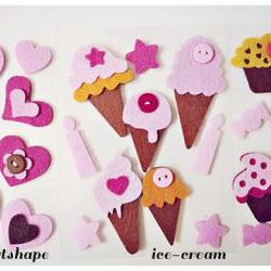 Felt cupcakes, ice-cream cones or heartshape  