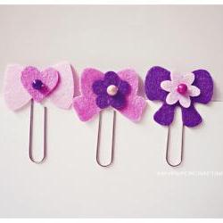 3 different felt ribbon paper clips  