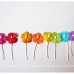 Flat mini mulberry paper flowers colorful / pack  