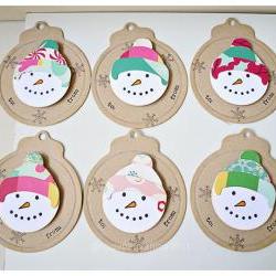 Snowman Round tags