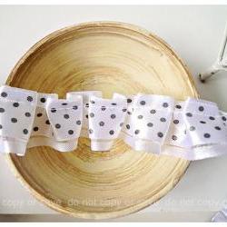 White polka dot double layered Ribbon  