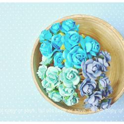 Blue Mulberry Rose Buds paper flower mixed color / pack  