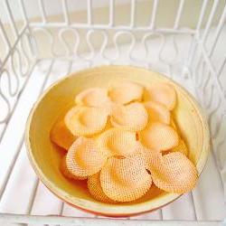 10 Burlap flowers peach petal / pack  