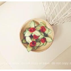 Holly Jolly leave with rose bud  