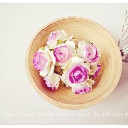 10 Millinery Purple Heartshape Big flowers Buds paper flower / pack  