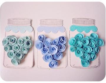 Heartshape rolled flower in jar