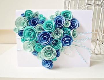Heart-shaped Swirl Flower card 
